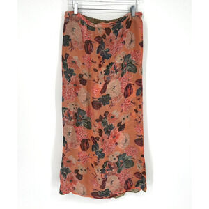 Vtg Reversible Skirt Womens M Pink Green Floral Faux Wrap Boho Cottage‎ Feminine